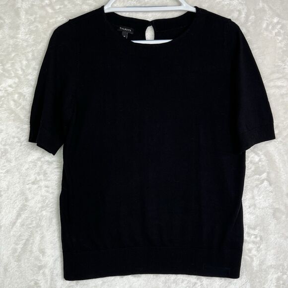Talbots Elegant Black Carrier Blouse Women’s Size M Cotton Blend Knitted Classy - Picture 5 of 13